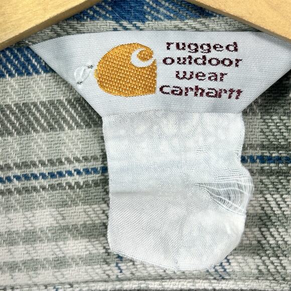 Carhartt Shirt Green Plaid Flannel Button Down Rugged Outdoor Wear Men 15.5 x 32 - Picture 2 of 6